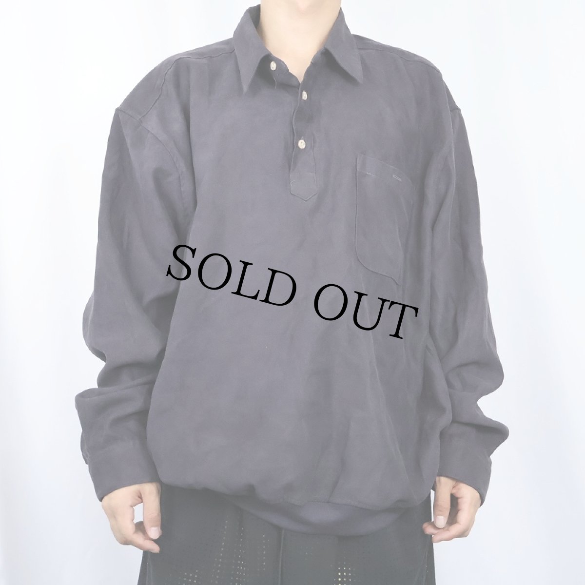 画像2: 90's John Blair フェイクスウェードプルオーバーシャツ BLACK (2)