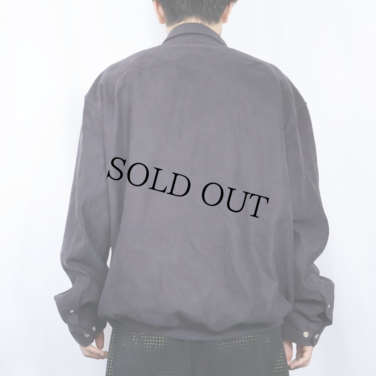 画像3: 90's John Blair フェイクスウェードプルオーバーシャツ BLACK (3)