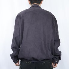 画像3: 90's John Blair フェイクスウェードプルオーバーシャツ BLACK (3)