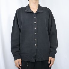 画像2: 90's Esprit ハイネックスウェットカーディガン BLACK L (2)