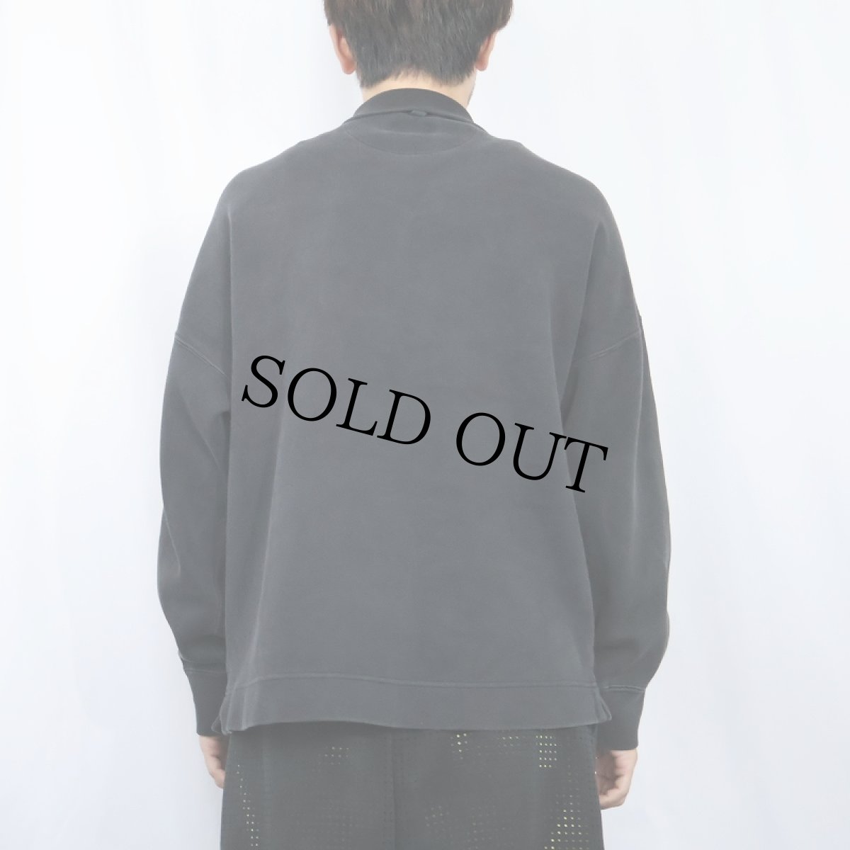 画像3: 90's Esprit ハイネックスウェットカーディガン BLACK L (3)