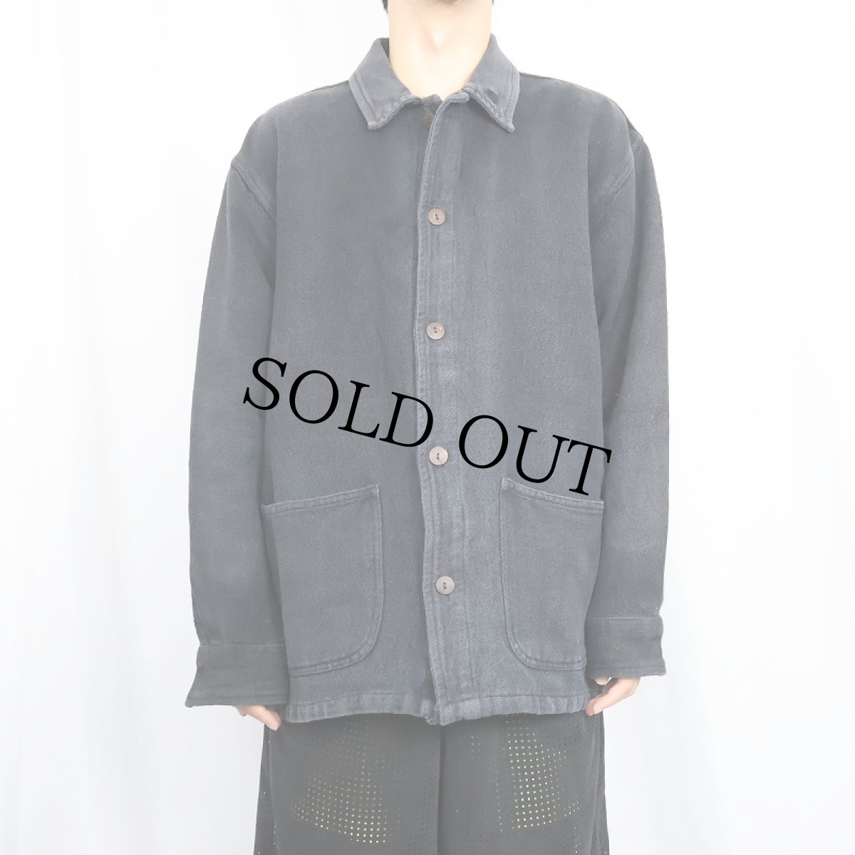 画像2: 90's〜 Azimuts 刺繍入り コットンワークジャケット BLACK L (2)