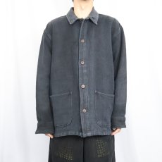 画像2: 90's〜 Azimuts 刺繍入り コットンワークジャケット BLACK L (2)