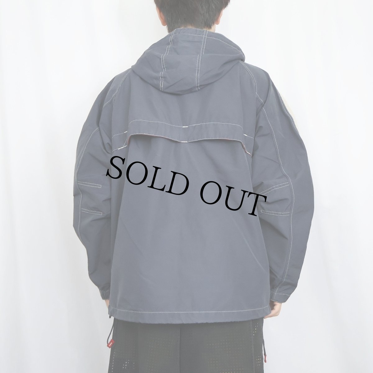 画像3: 90's GAP サイドライン ナイロン×コットンパーカー NAVY L (3)