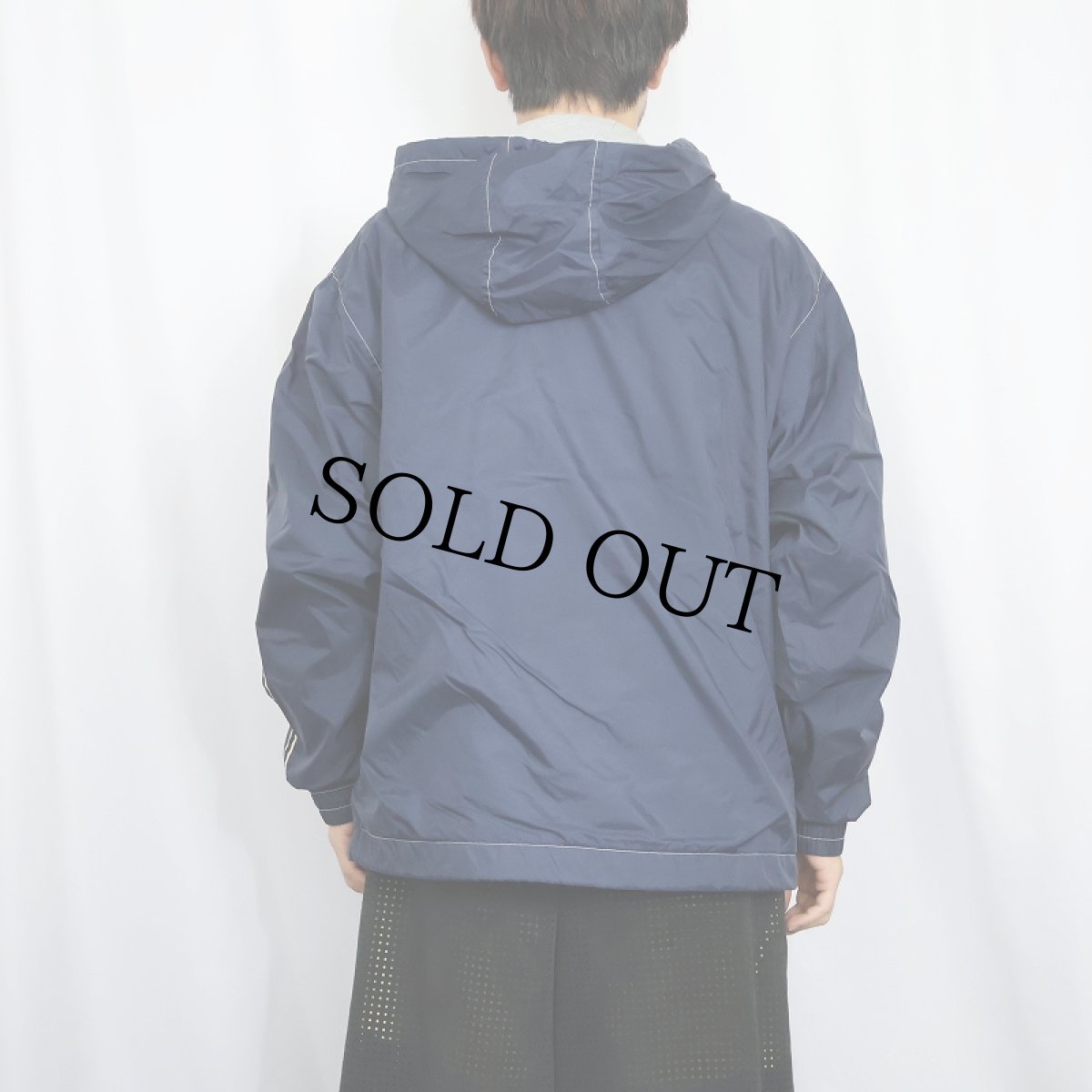 画像3: 90's GAP サイドライン ナイロンアノラックパーカー NAVY M (3)