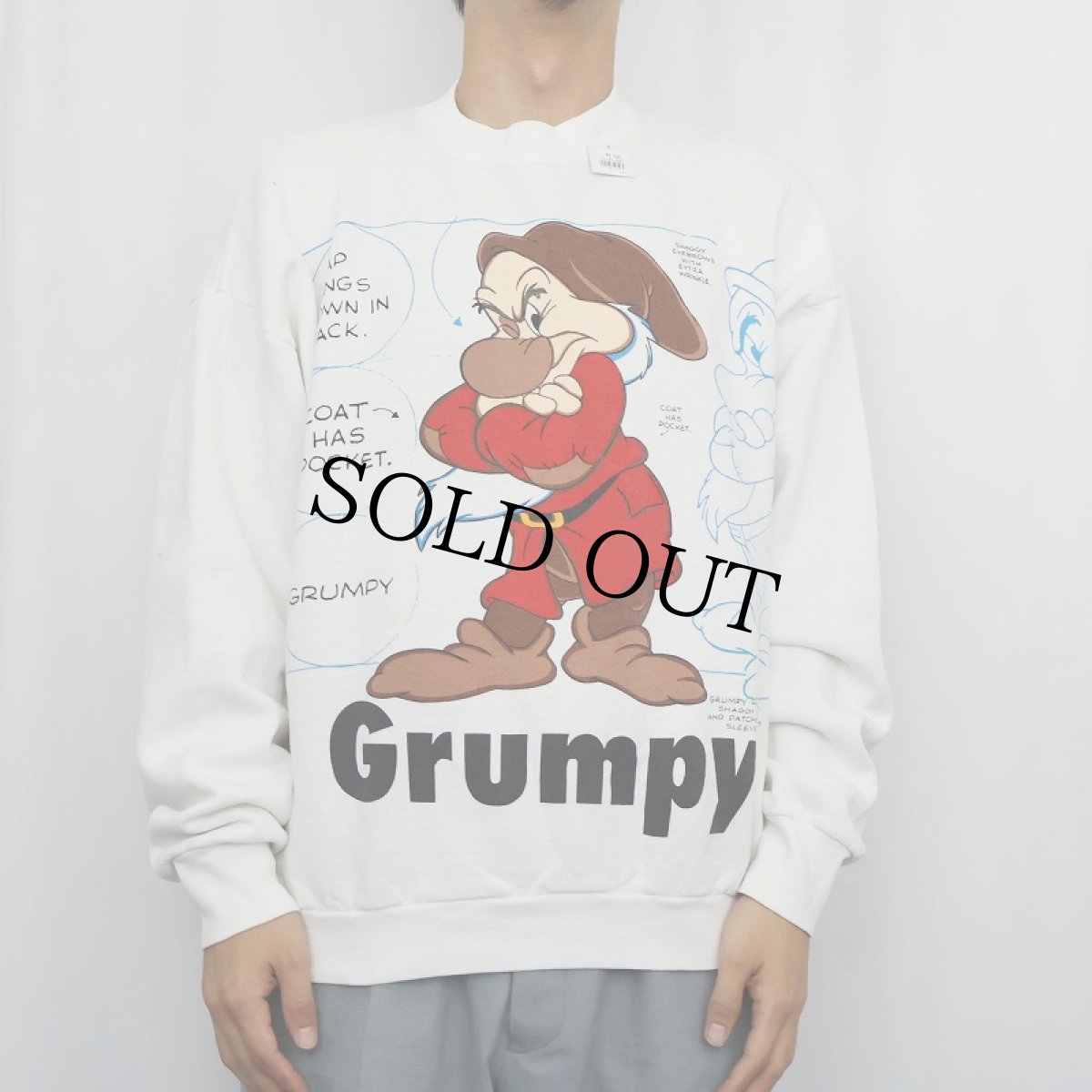 画像2: 80〜90's Disney 七人の小人 USA製 "Grumpy" キャラクタースウェット ONE SIZE (2)