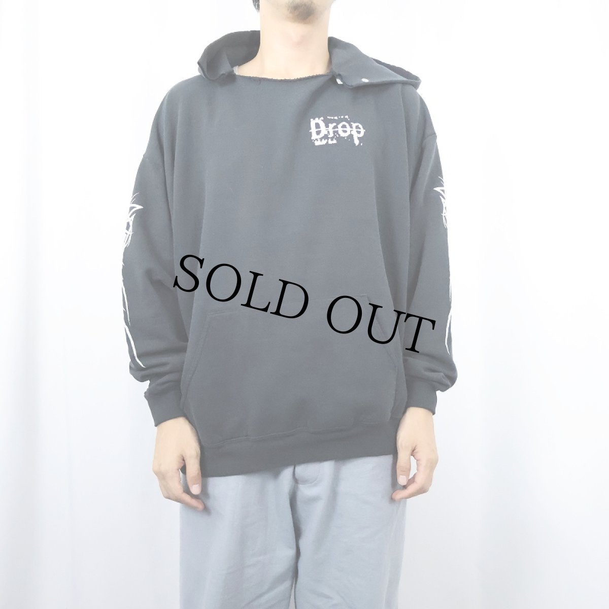 画像2: "Drop" プリントスウェットフーディ BLACK XL (2)