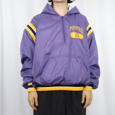 画像3: 80's Birdie USA製 "PIRATES" ハーフジップ ナイロンフーディー XL (3)