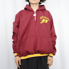 画像3: 80〜90's Champion USA製 青刺繍タグ "BEARS" ウイングフットプリント ハーフジップ ナイロンフーディー L (3)