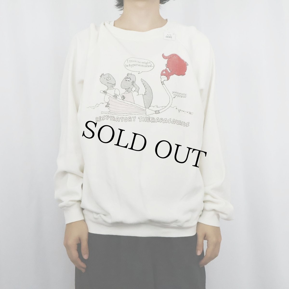 画像2: 80's USA製 "RESPIRATORY THERAPASAURUS" 恐竜プリントスウェット XL (2)