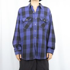 画像2: 80〜90's Workn'Sport USA製 バッファローチェック柄 ヘビーネルシャツ (2)