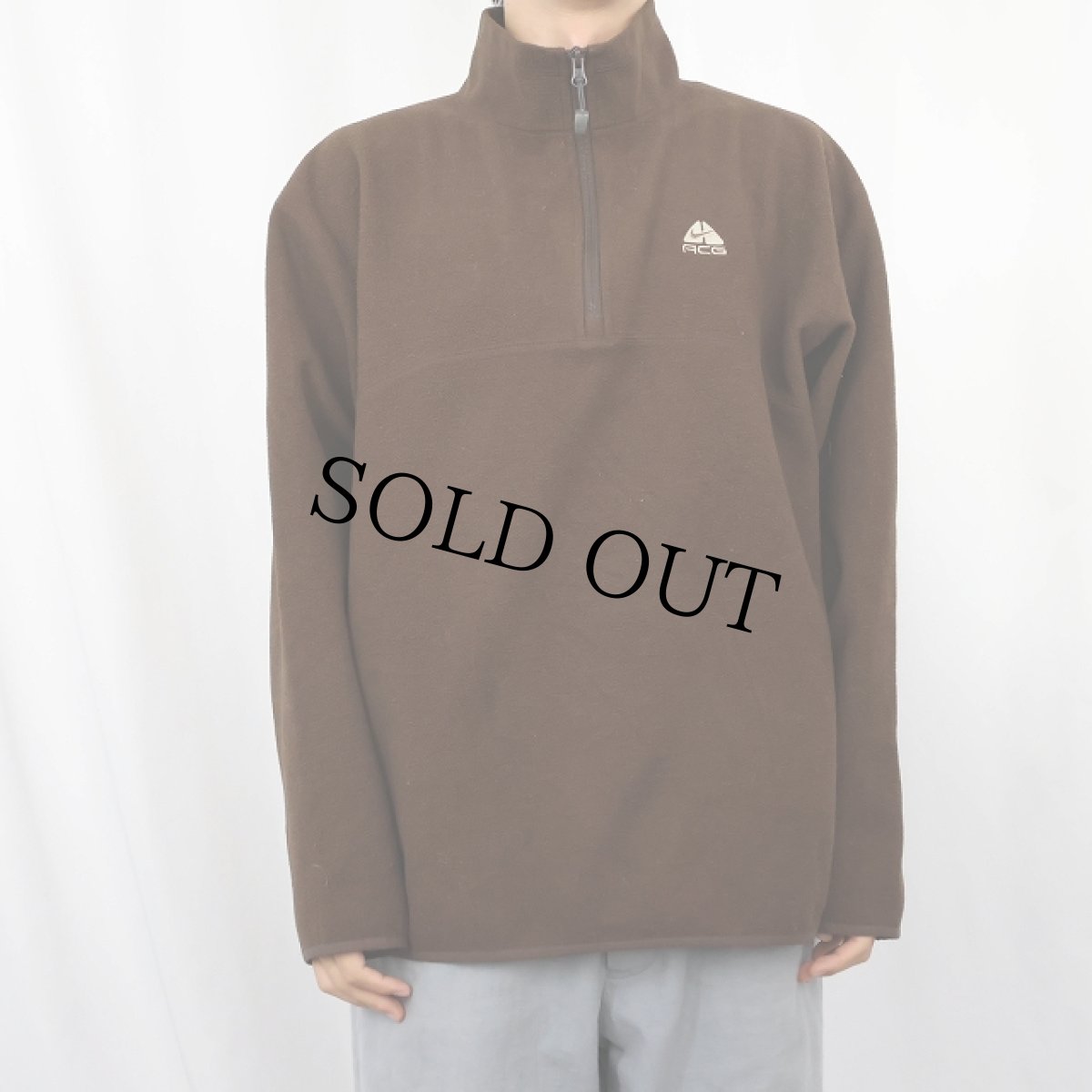 画像2: NIKE ACG "FIT THERMA" ロゴ刺繍 ハーフジップ フリースプルオーバージャケット L (2)