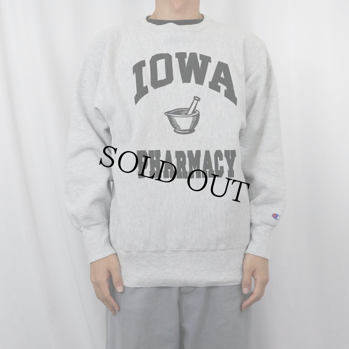 画像2: 90’s Champion REVERSE WEAVE USA製 "IOWA PHARMACY" プリントスウェット L (2)