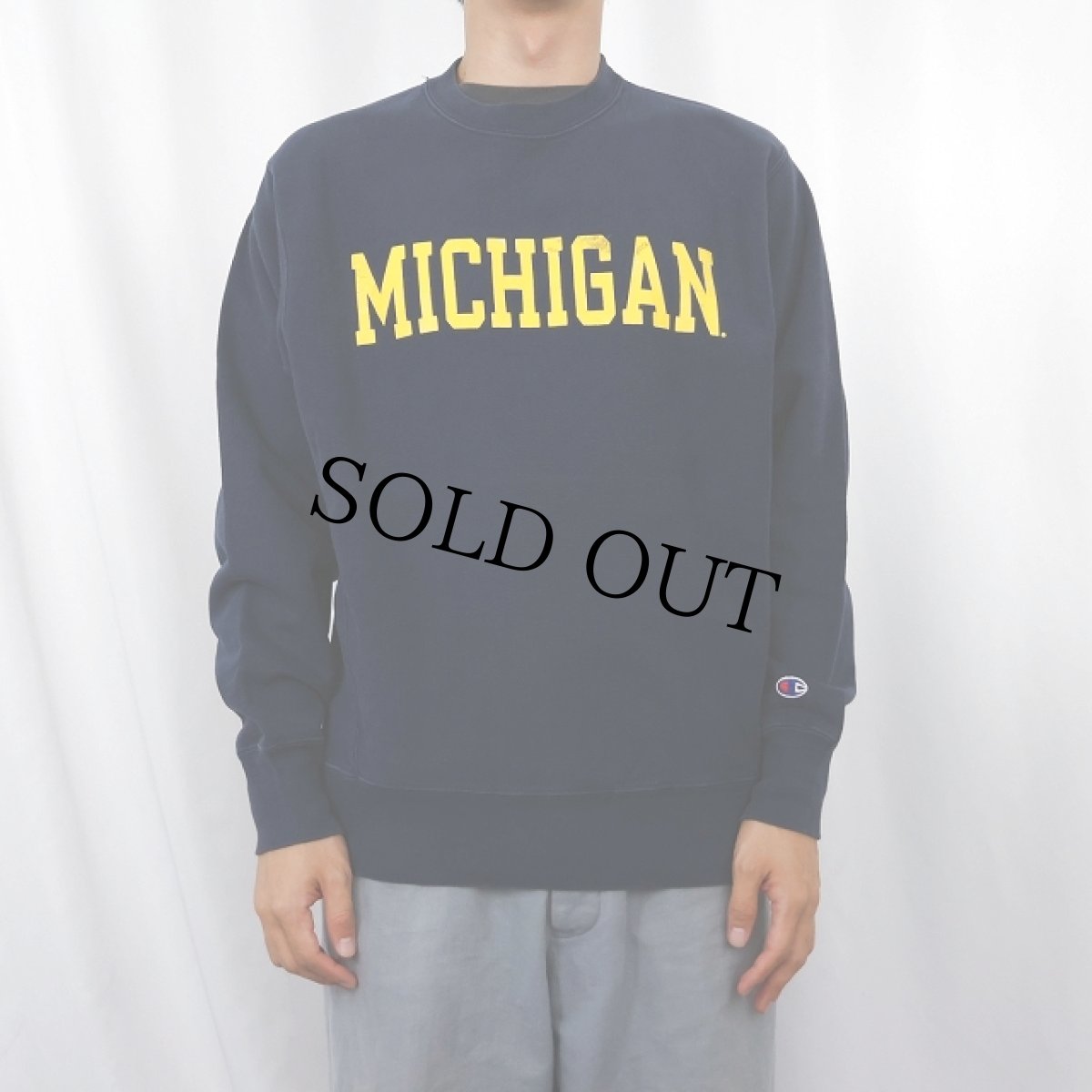 画像2: Champion ORIGINAL REVERSE WEAVE "MICHIGAN" プリントスウェット NAVY S (2)