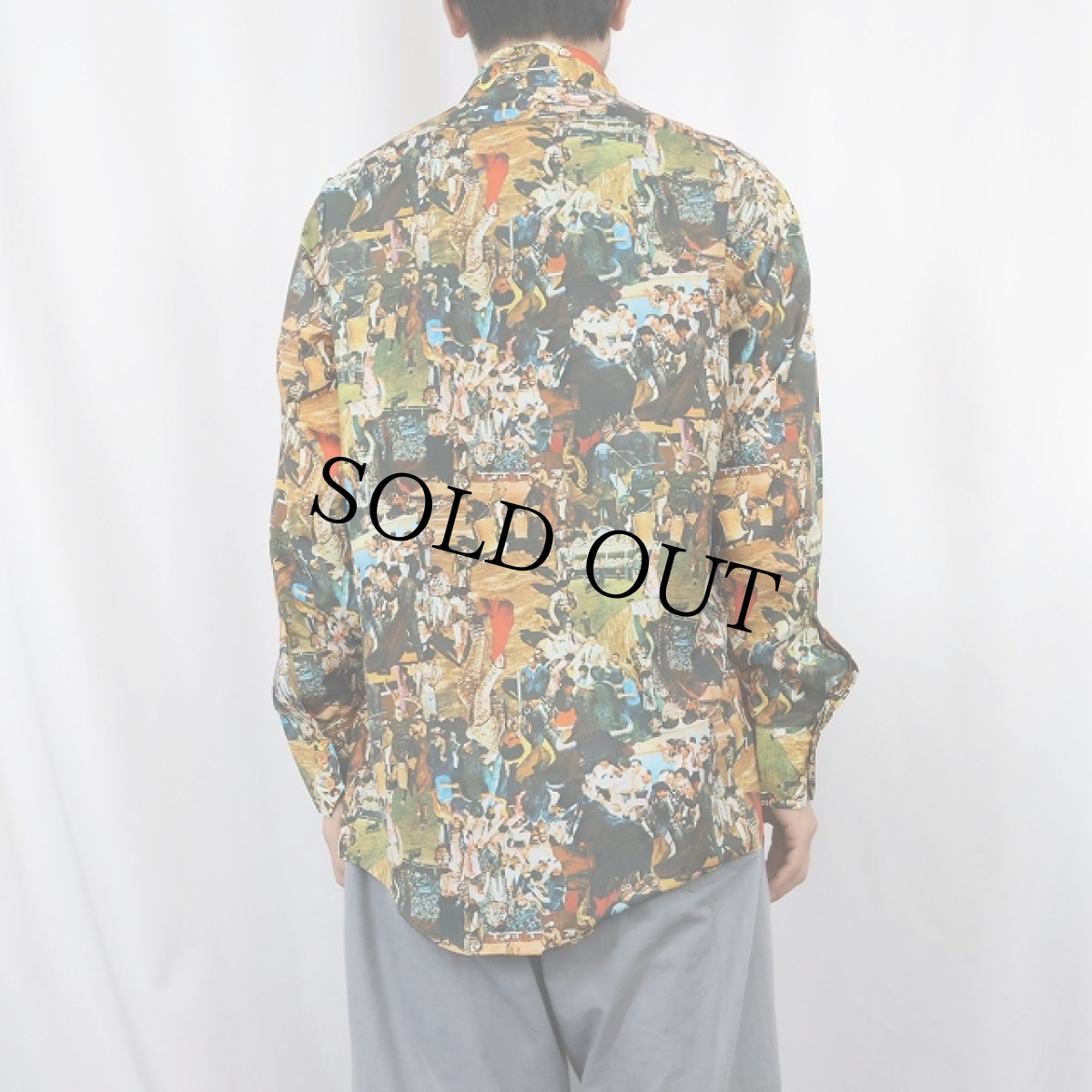 画像3: 70's UTEX 総柄 フォトプリントポリエステルシャツ M (3)