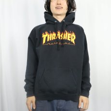 画像2: THRASHER ロゴプリントスウェットフーディー BLACK M (2)