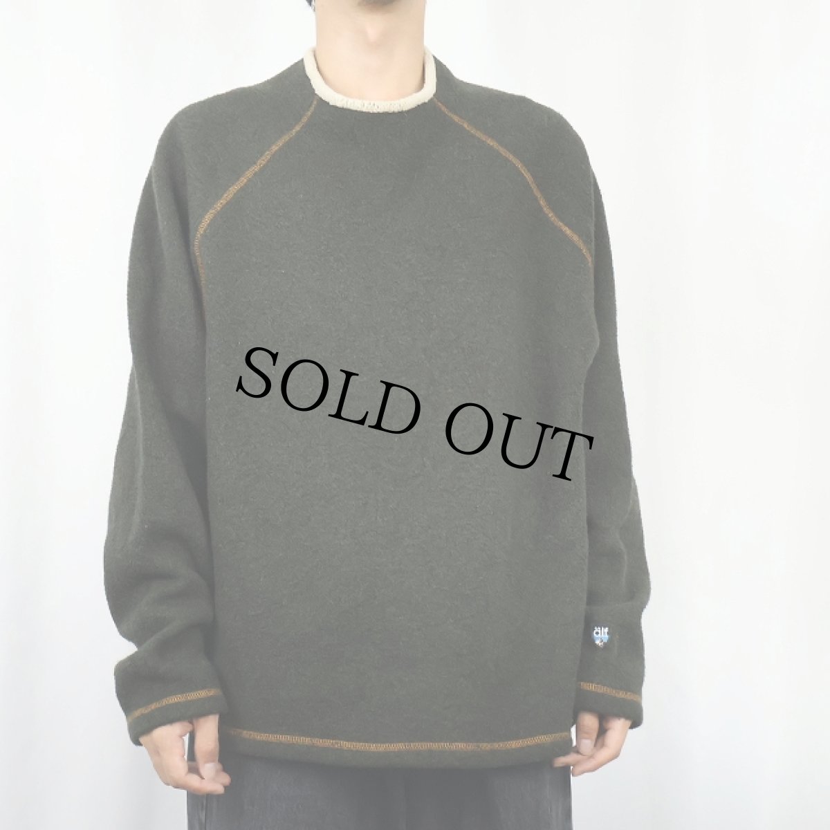 画像2: 90's alf CANADA製 裏フリース ラグラン ポリエステル×アクリルニットセーター L (2)