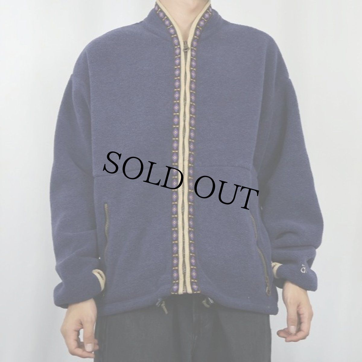 画像2: 90's alf USA製 "POLARTEC" ロゴ刺繍 チロリアンテープ フリースジップジャケット XL (2)