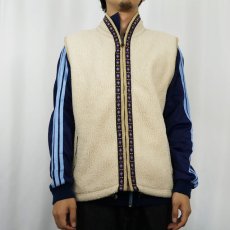 画像2: 90's alf USA製 "POLARTEC" ロゴ刺繍 チロリアンテープ ボアベスト L (2)