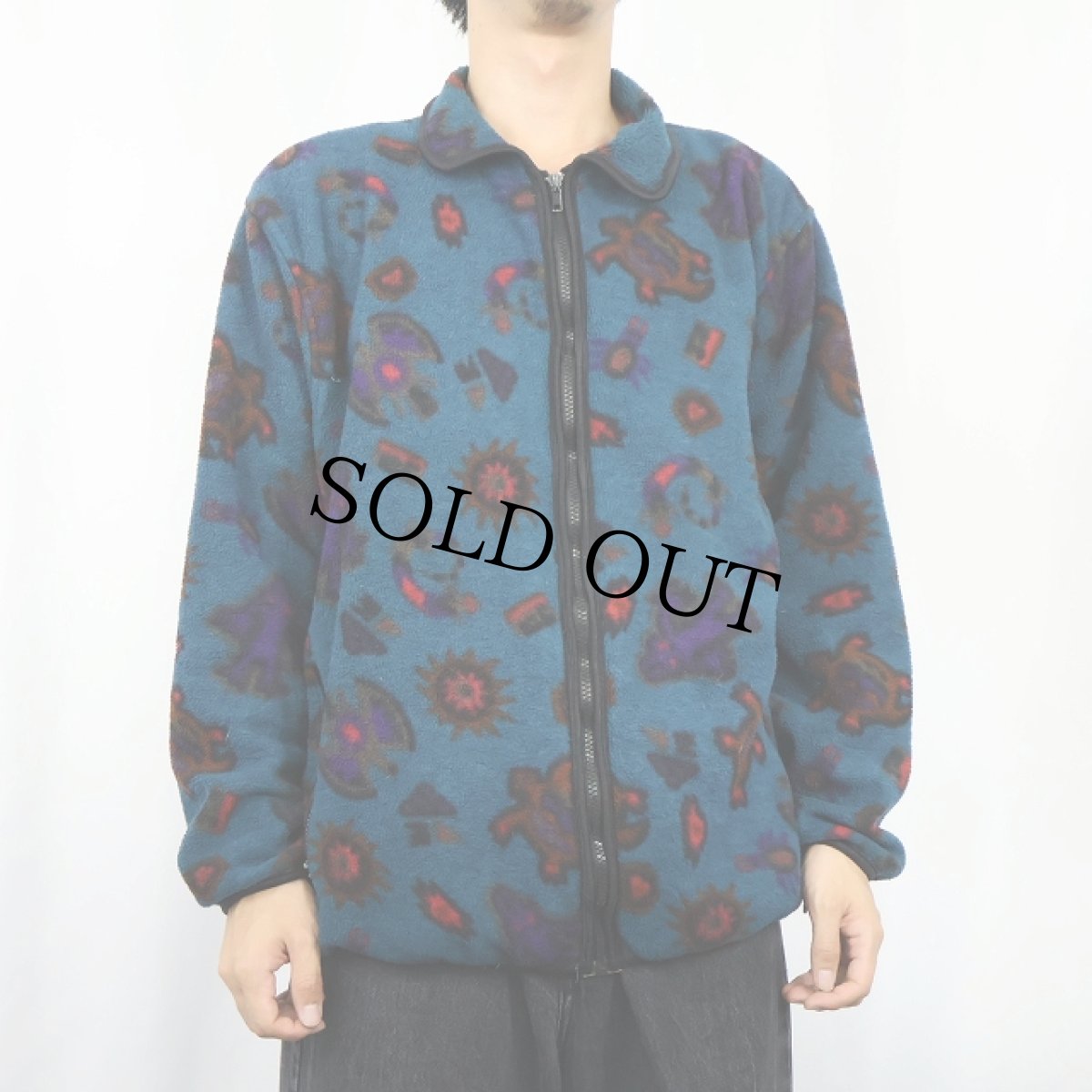 画像2: 90's REI 総柄 フリースジップジャケット (2)