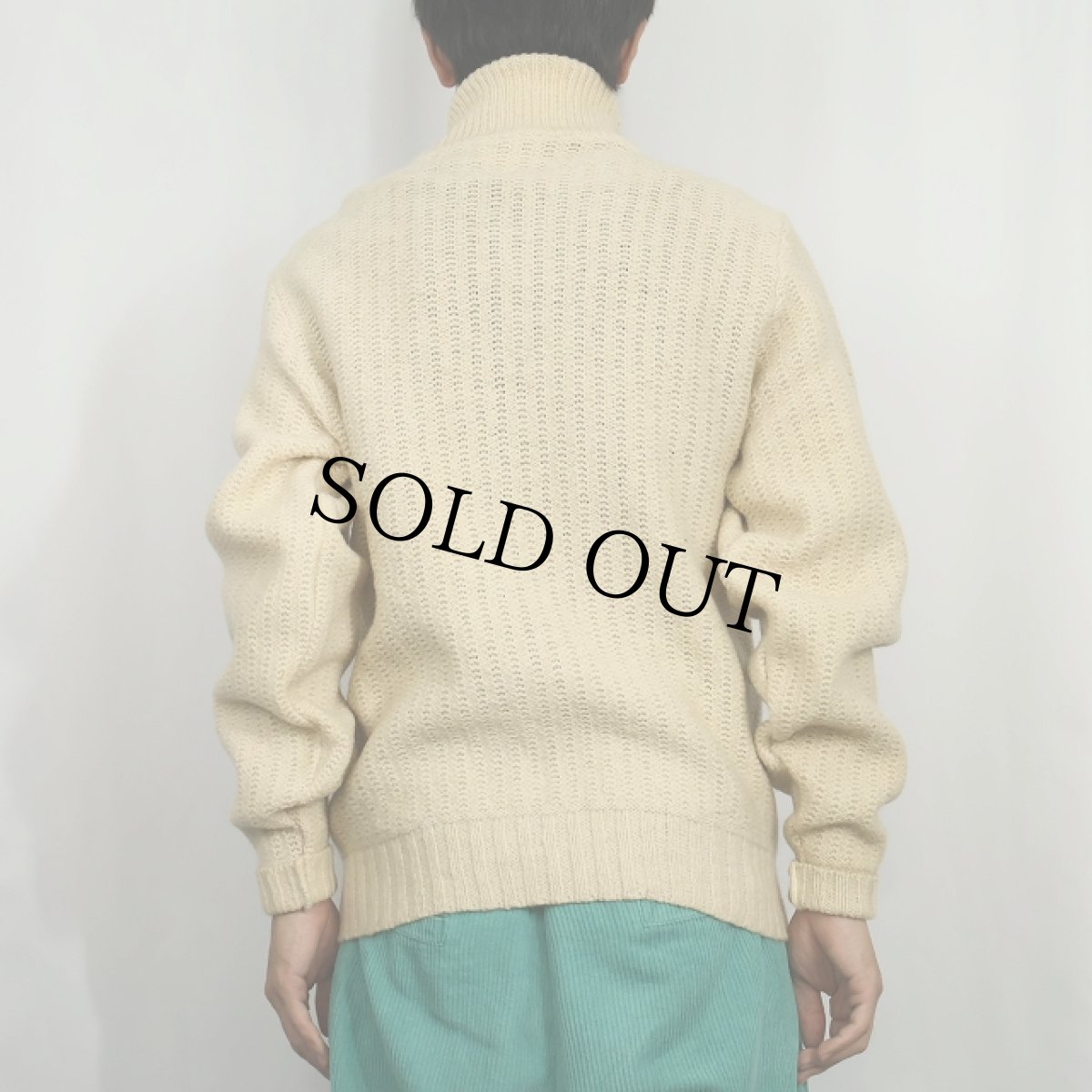 画像3: 80〜90's L.L.Bean USA製 ハイネック ウールニットジップジャケット M (3)