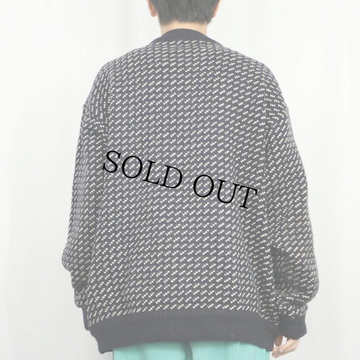 画像3: 80's L.L.Bean NORWAY製 バーズアイ柄 ウールニットセーター NAVY XL (3)