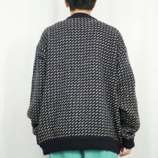 画像3: 80's L.L.Bean NORWAY製 バーズアイ柄 ウールニットセーター NAVY XL (3)