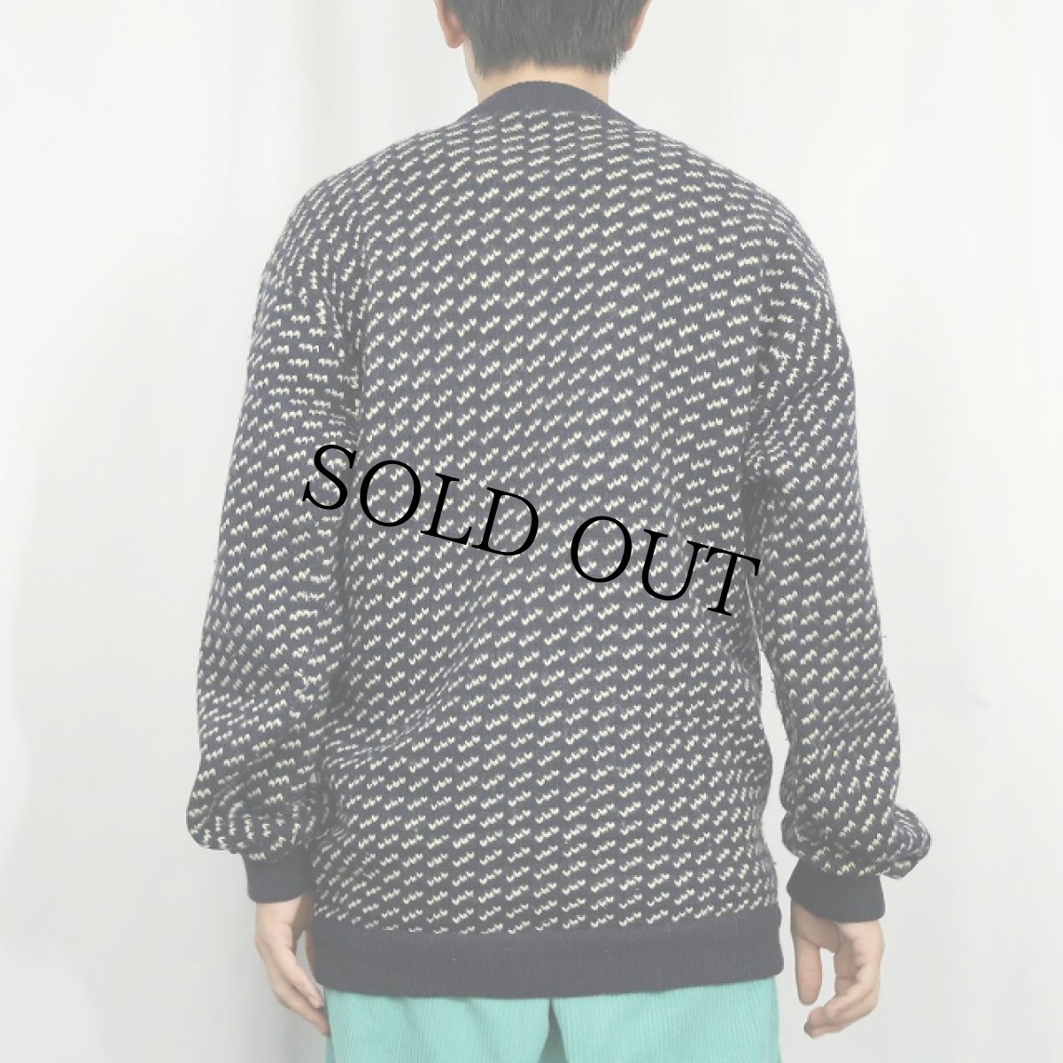 画像3: 80's L.L.Bean NORWAY製 バーズアイ柄 ウールニットセーター NAVY L (3)