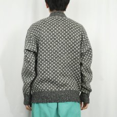 画像3: 80〜90's Eddie Bauer USA製 バーズアイ柄 ヘンリーネック ウールニットセーター M (3)