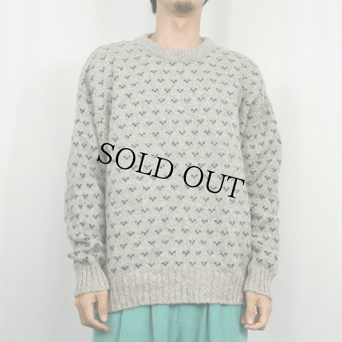 画像2: 80〜90's Eddie Bauer バーズアイ柄 ウールニットセーター XL (2)