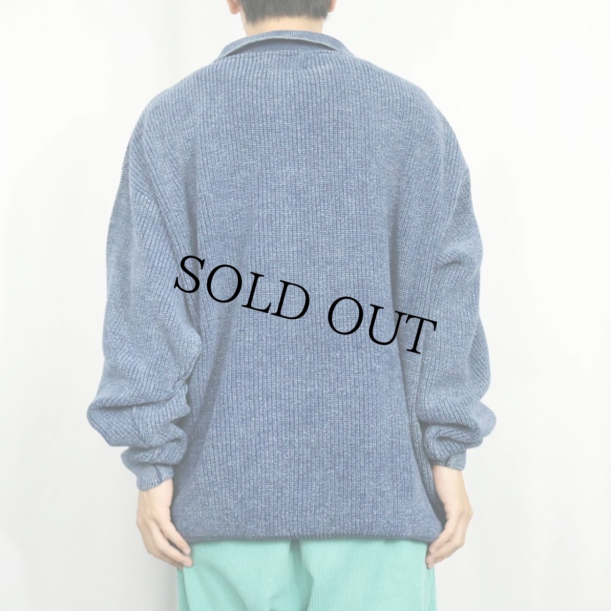 画像5: THE TERRITORY AHEAD USA製 ハーフボタン インディゴコットンニットセーター ２X (5)