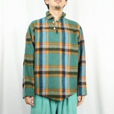画像2: 60's Sportswear USA製 チェック柄 プルオーバーウールジャケット L (2)