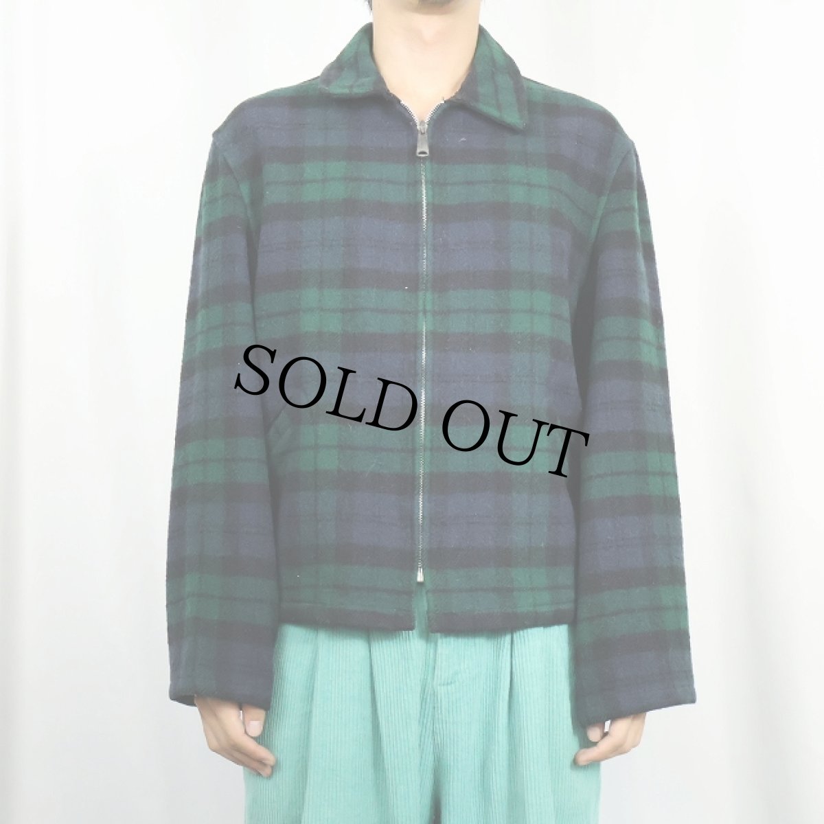 画像3: 70's ブラックウォッチチェック柄 ウールジップジャケット  (3)