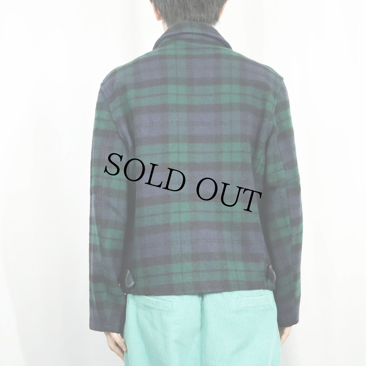 画像4: 70's ブラックウォッチチェック柄 ウールジップジャケット  (4)