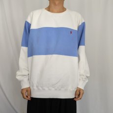 画像3: 90's POLO Ralph Lauren ロゴ刺繍 切り替えデザイン ラグランスウェット L  (3)
