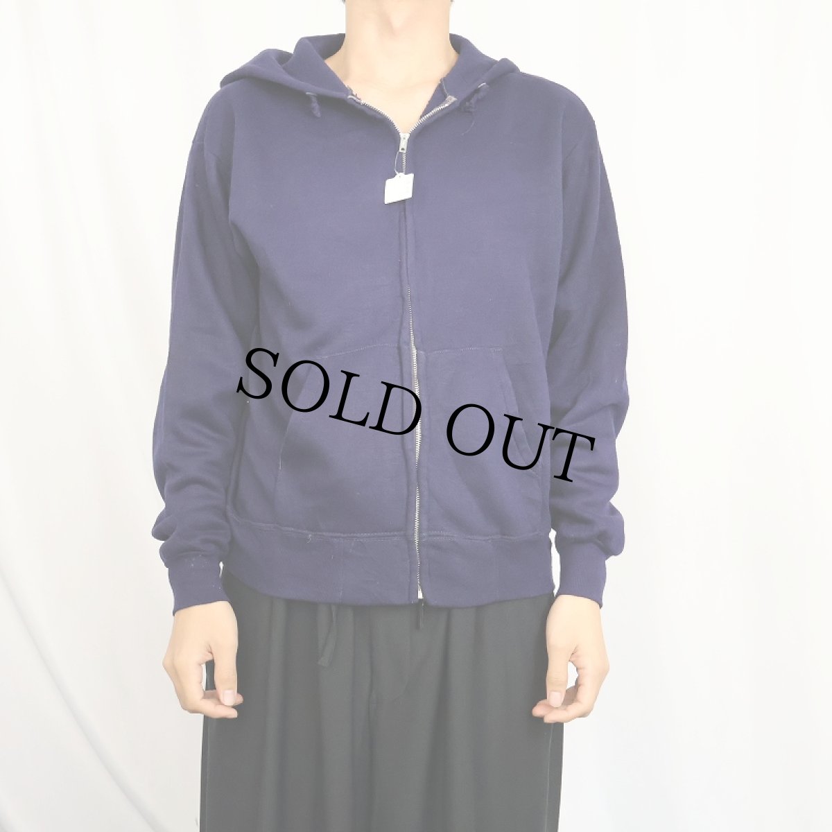 画像2: 70〜80's 無地スウェットジップパーカー NAVY L (2)