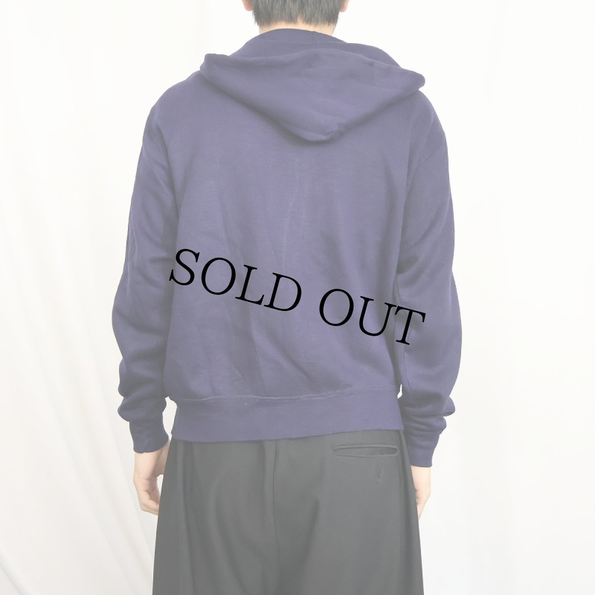 画像3: 70〜80's 無地スウェットジップパーカー NAVY L (3)