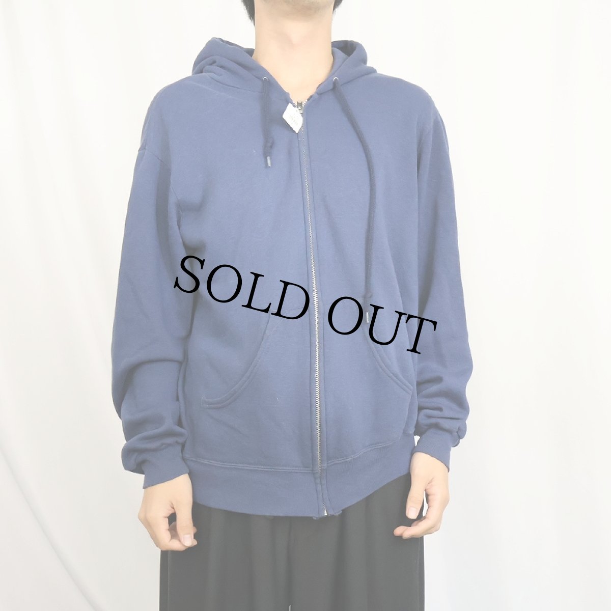 画像2: 70〜80's 無地スウェットジップパーカー NAVY (2)