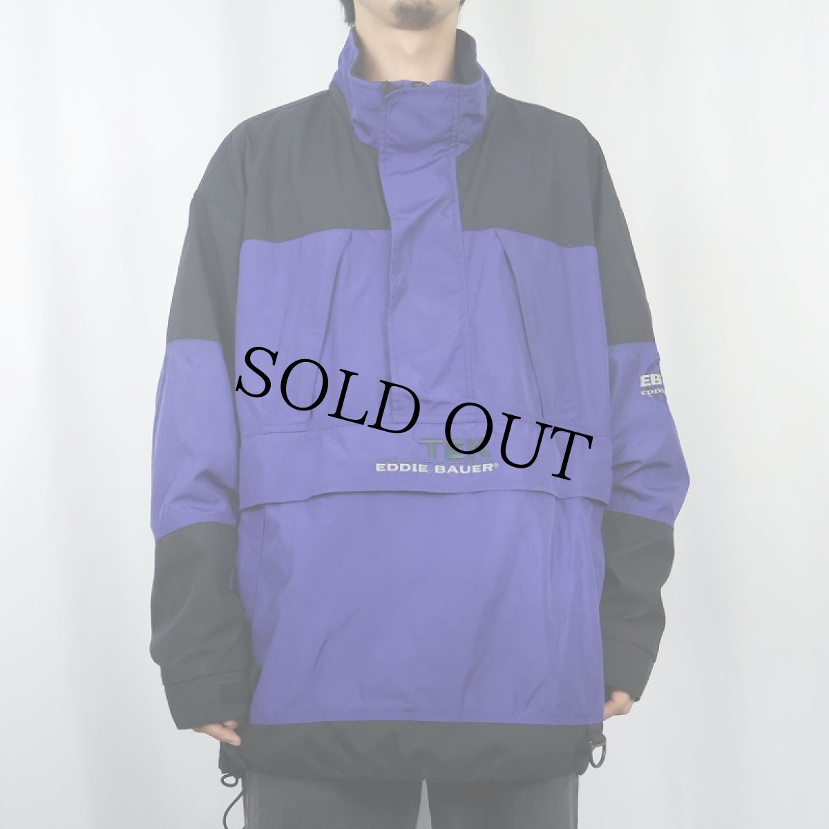 画像2: 90's Eddie Bauer EBTEK ロゴ刺繍  ナイロンアノラックパーカー L (2)