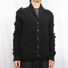 画像2: Ralph Lauren DENIM&SUPPLY エポレット付き ショールカラー コットンニットカーディガン BLACK S (2)