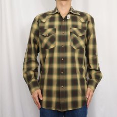 画像2: PENDLETON "FRONTIER" オンブレーチェック柄 ウエスタンシャツ M (2)