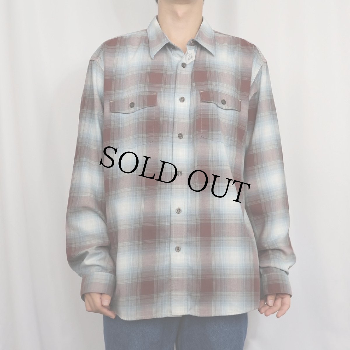 画像2: 2012AW Patagonia "ORGANIC COTTON" オンブレーチェック柄 コットン×ポリエステルシャツ L (2)