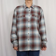 画像2: 2012AW Patagonia "ORGANIC COTTON" オンブレーチェック柄 コットン×ポリエステルシャツ L (2)