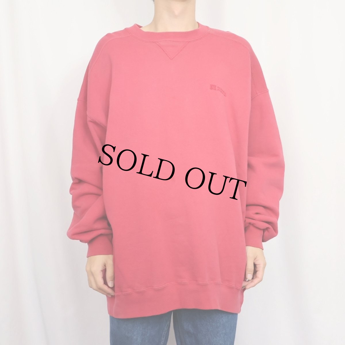 画像2: 90's RUSSELL ATHLETIC USA製 "HIGH COTTON" ロゴ刺繍 前V スウェット XL (2)