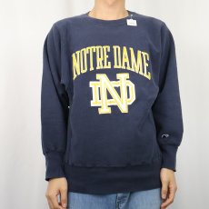 画像2: 90's Champion REVERSE WEAVE "NOTRE DAME" プリントスウェット NAVY (2)