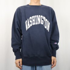画像2: 90's Champion REVERSE WEAVE "WASHINGTON" プリントスウェット NAVY L (2)