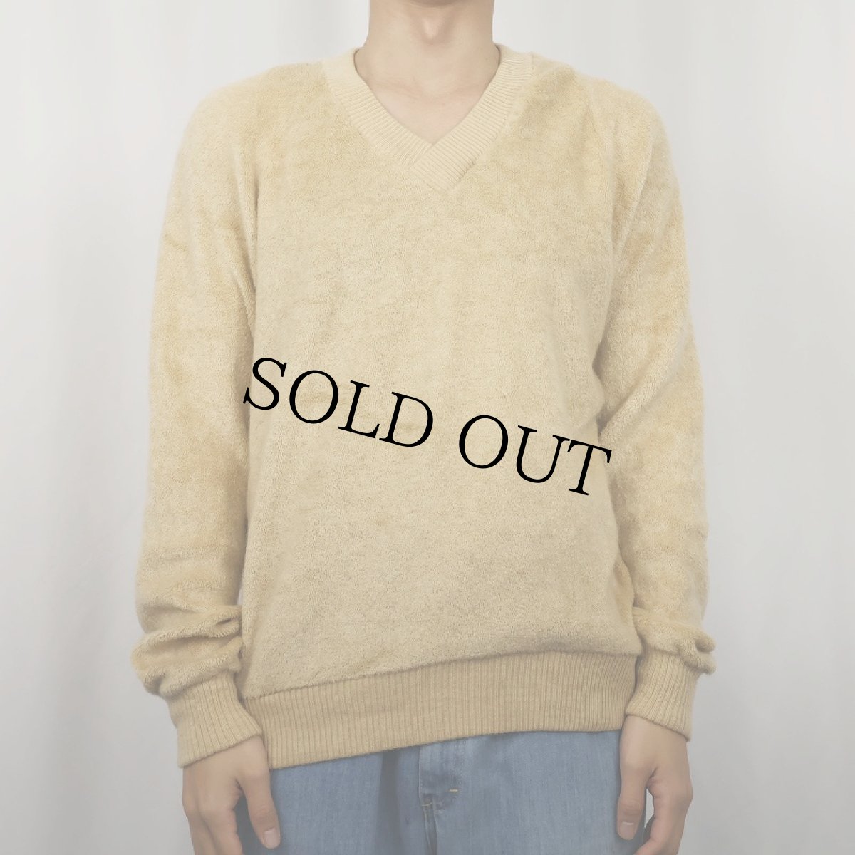 画像2: 70〜80's Troy Hill USA製 Vネック パイルニットセーター (2)