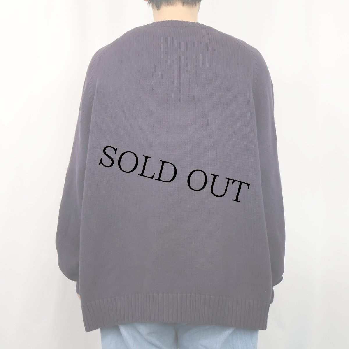 画像3: LANDS' END Vネック コットンニットセーター XL (3)