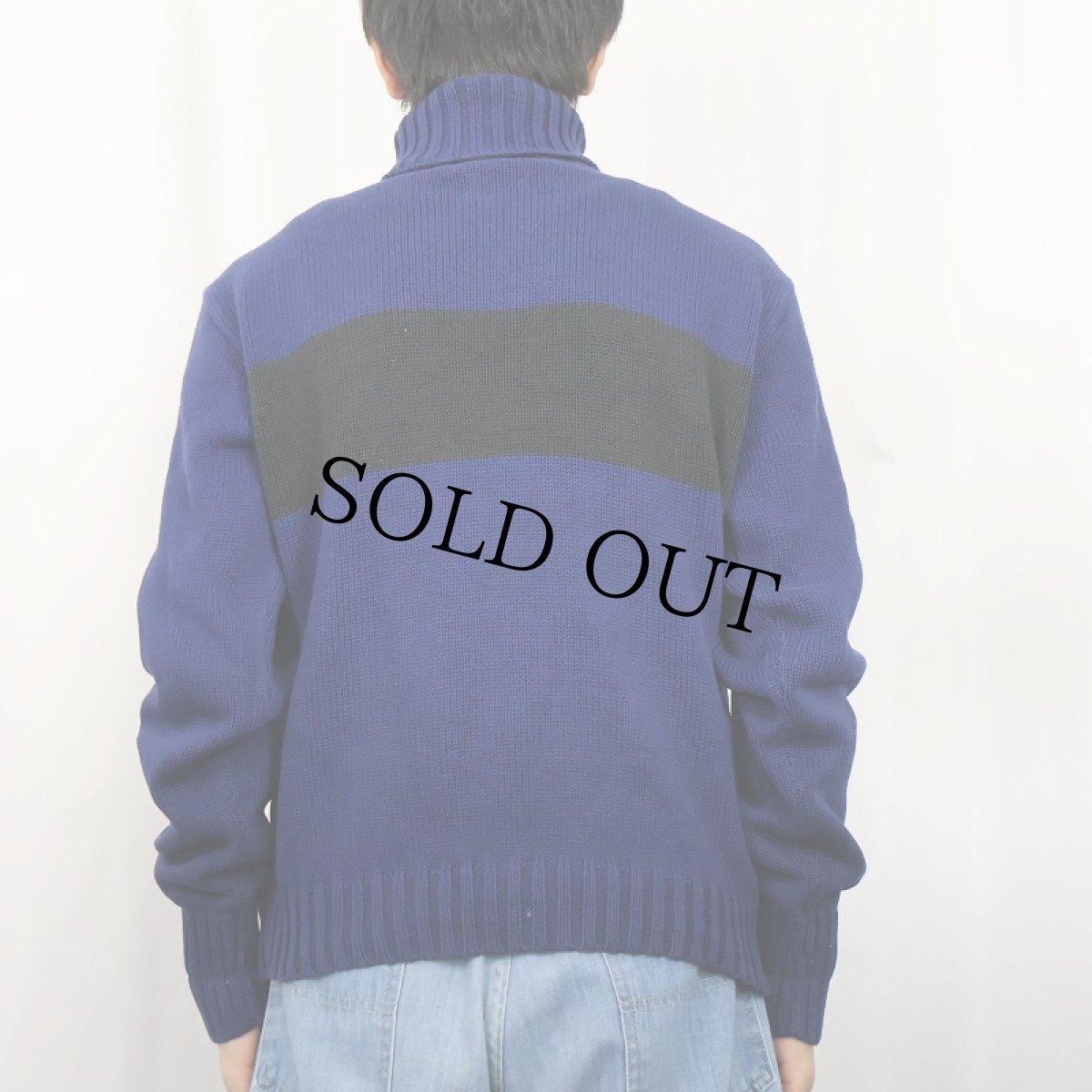画像3: POLO Ralph Lauren ロゴ刺繡 タートルネック コットンニットセーター NAVY M (3)