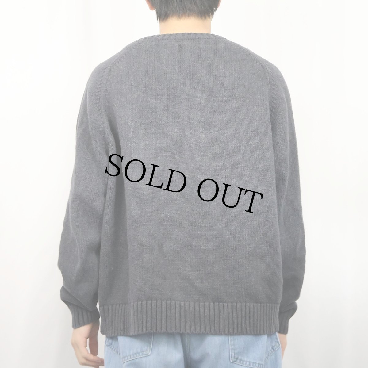 画像3: LANDS' END Vネック コットンニットセーター XL (3)